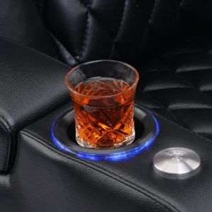 Leather Power Reclining Home Theater Seat with Cup Holder (Set of 4)