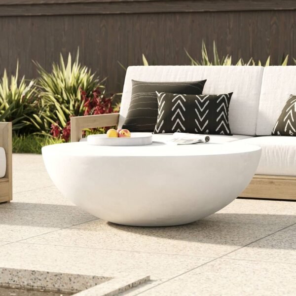 Modrest Bronte Modern White Concrete Round Coffee Table