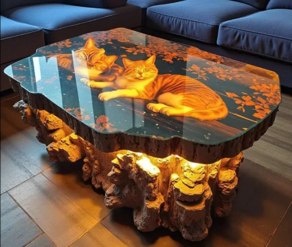 Cat Themed Epoxy Resin Tables