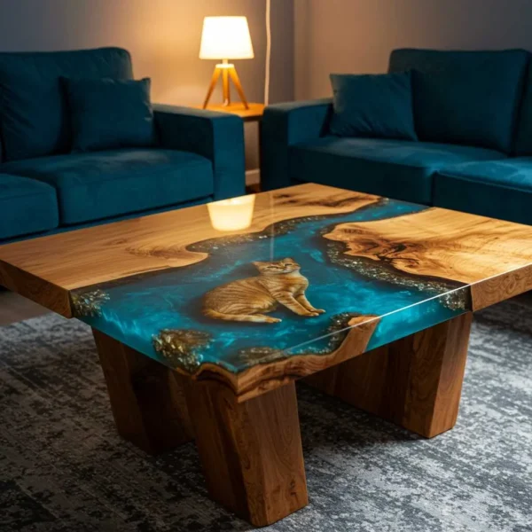 Cat Themed Epoxy Resin Tables