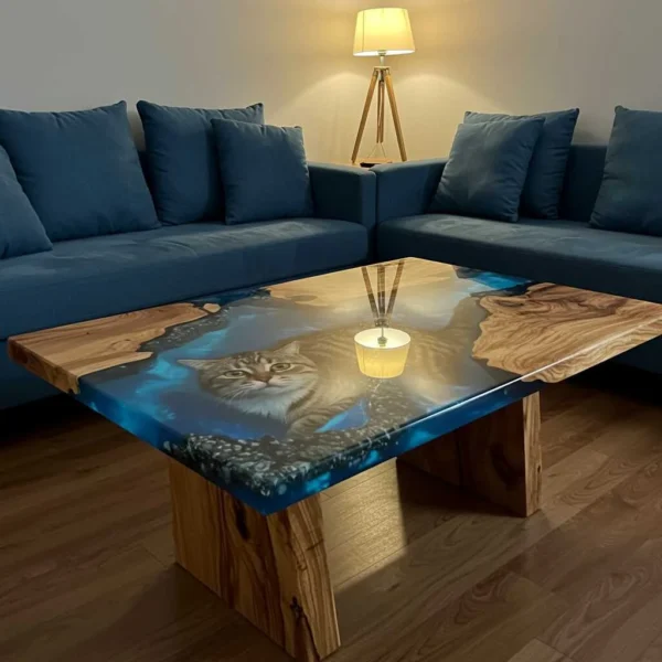 Cat Themed Epoxy Resin Tables