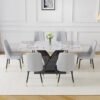 white faux marble dining table set