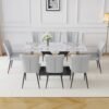 white faux marble dining table set