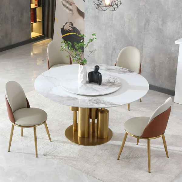 Modern Round Marble Dining Table With Chairs - Image 4
