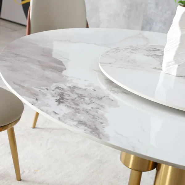 Modern Round Marble Dining Table With Chairs - Image 6