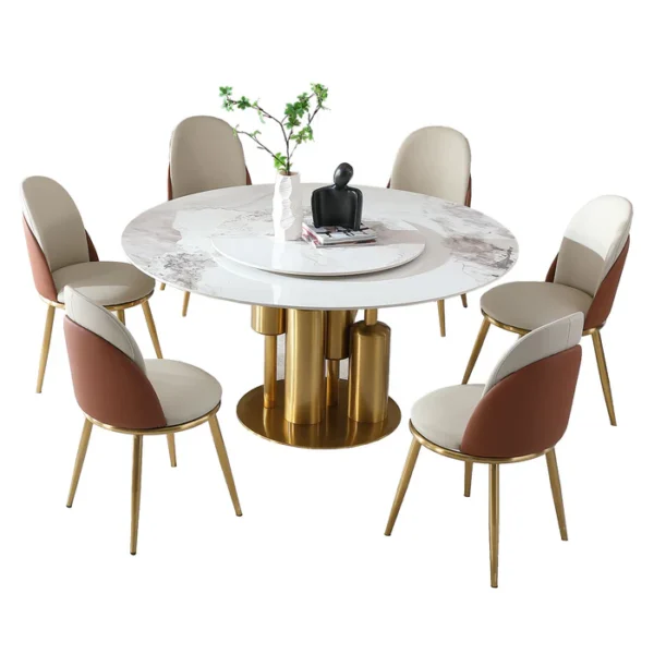 Modern Round Marble Dining Table With Chairs - Image 5
